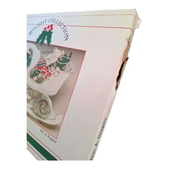 Vintage Silver Plated Holiday Sleigh Trivet Enamel Hot Plate Never Used - Picture 11 of 11